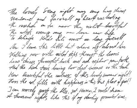 A handwritten poem on paper
